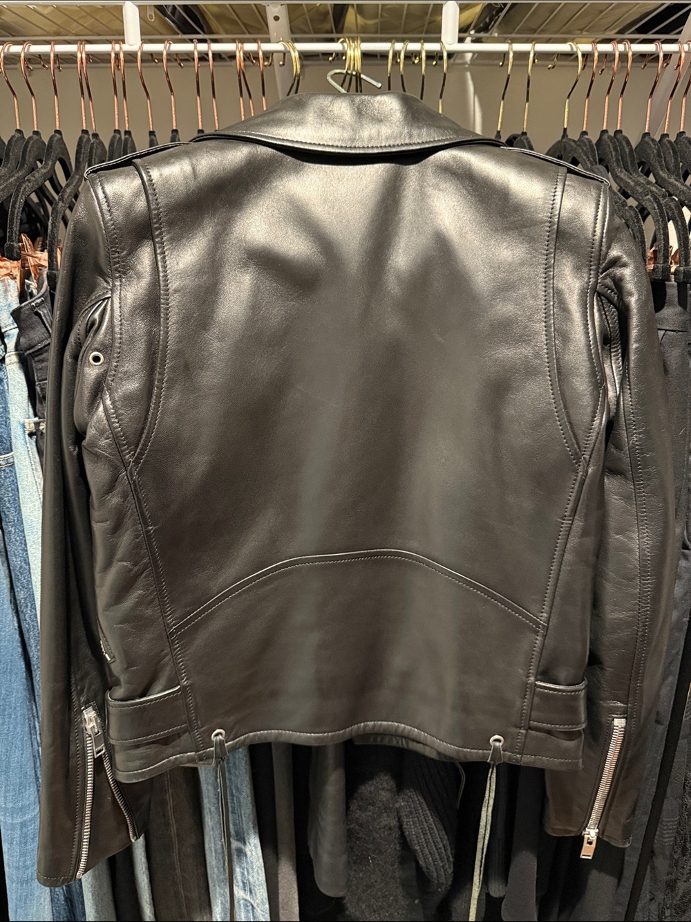 Saint Laurent Black Leather Biker Jacket with Silver Hardware - Picture 2 of 8